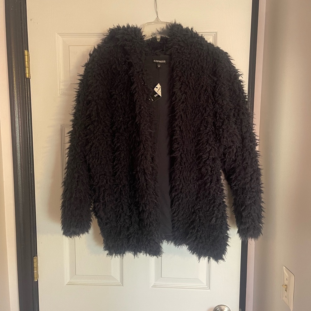 Express Navy Blue Fuzzy Jacket